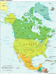 الخريطة السياسية الحالية لقارة أمريكا الشمالية