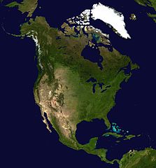 صورة لقارة أمريكا الشمالية ملتقطة من القمر الصناعي