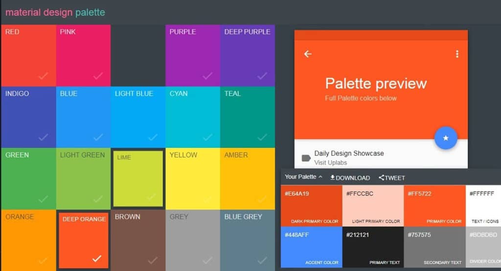 12 – Material palette
