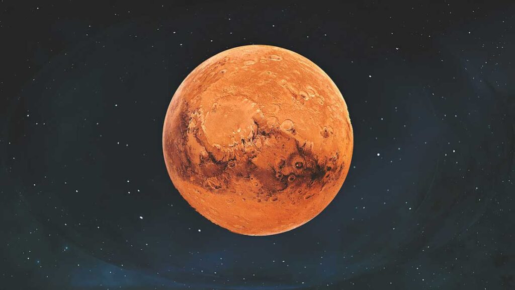 يتميز كوكب المريخ بلونه الأحمر نتيجة لوجود ..........